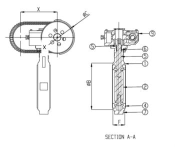 sks chain pulley butterfly valve with Gear Box